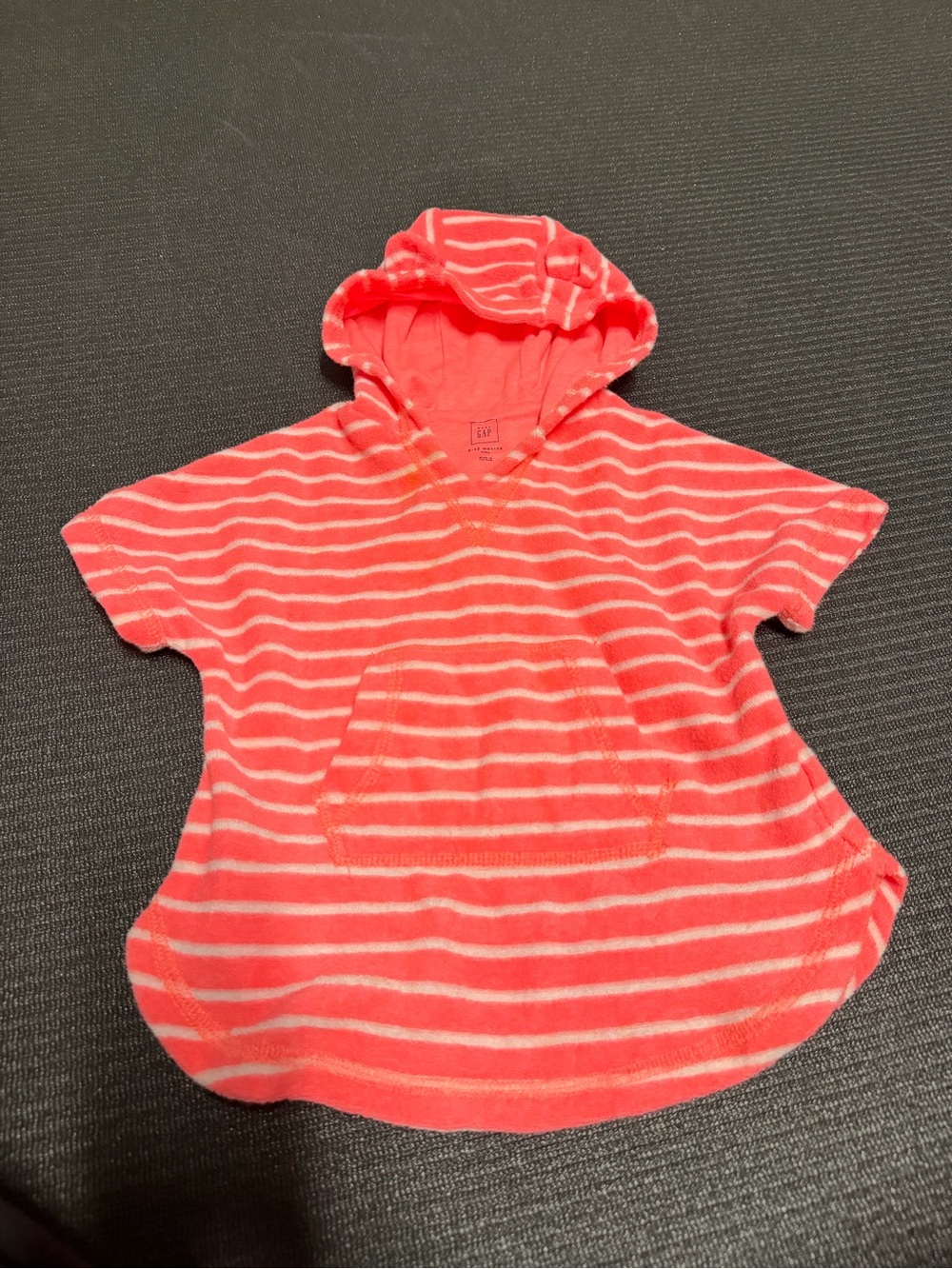 Baby Gap Kids Coral & White Striped Hooded Terry Coverup